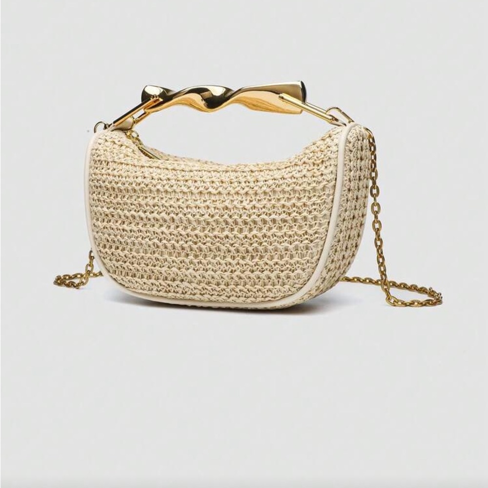 Elegant Cream Woven Handbag